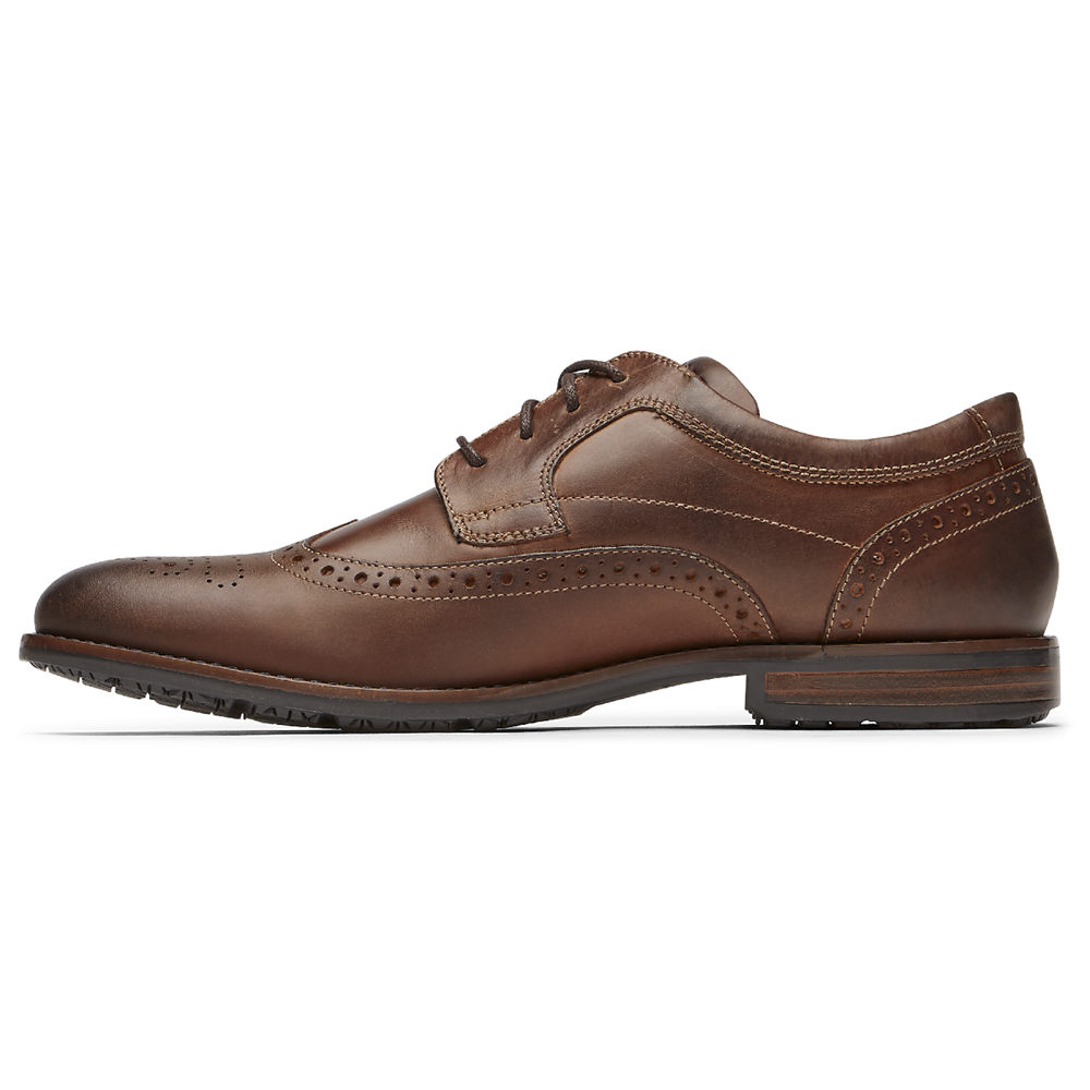 Rockport Singapore Mens Lace Up - Dustyn Wingtip Brown - KG6975201